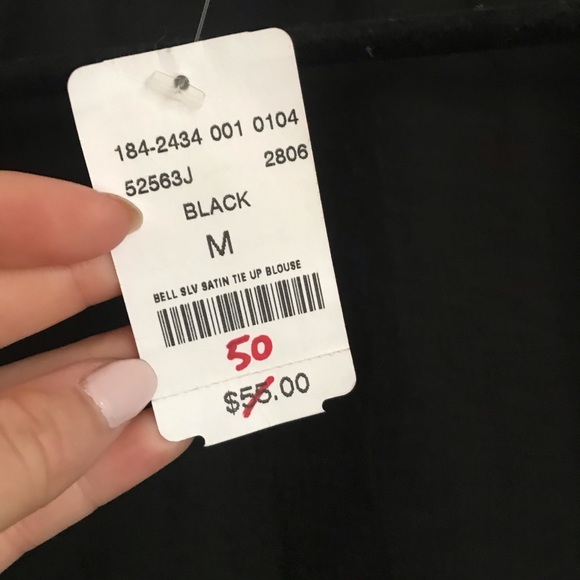 NWT M SATIN TIE UP BLOUSE - Picture 3 of 5